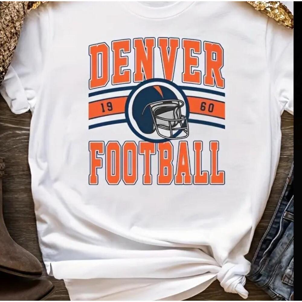 Custom Denver Broncos Unisex All Sizes White Graphic Football 1960 NFL‎
